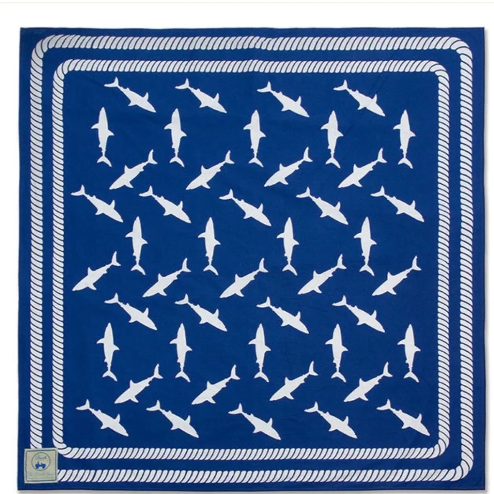 BEACH ROAD: Shark Print Beach Sheet. Color: Blue - New